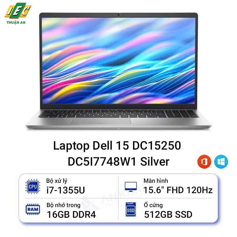 Laptop Dell 15 DC15250 DC5I7748W1-Silver /i7-1355U/16GB(1x16GB)/512GBSSD/15.6FHD/W11/OffHS2024