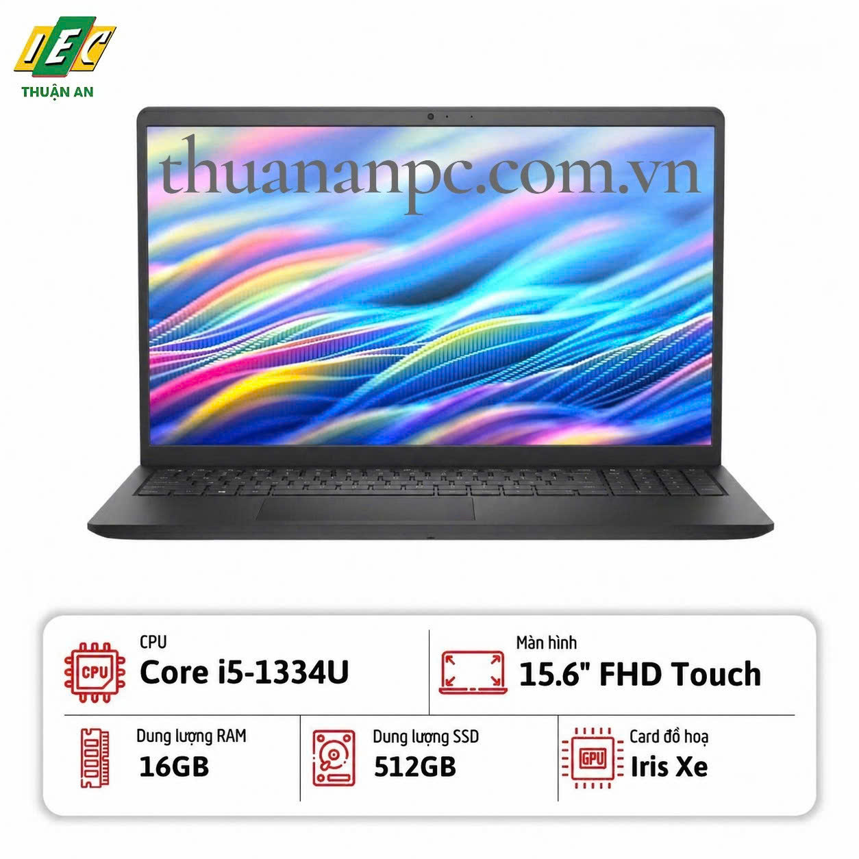 Dell 15 DC15250 ( Đen) Core™ i5-1334U/ 512GB SSD/ 16GB DDR4/ 15.6" FHD (1920x1080) TOUCHSCREEN Cảm ứng/ WIN11 S-mode/ CARBON BLACK ( LDC15250-5315BLK )