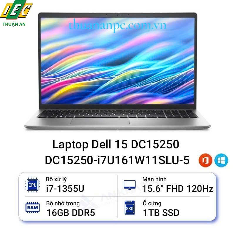 Laptop Dell 15 DC15250 i7U161W11SLU (Intel Core i7-1355U | 16GB | 1TB | 15.6 inch FHD IPS | Win 11 | Office | Bạc)